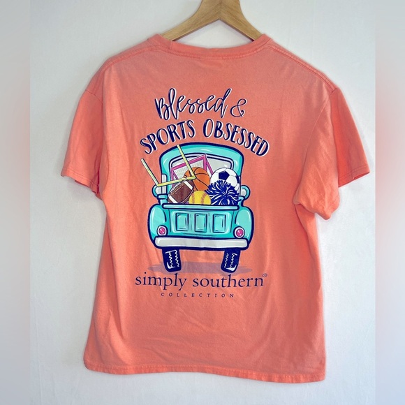 Simply Southern Orange Graphic Tee Sports Obsessed Women’s Size Medium - Picture 1 of 3